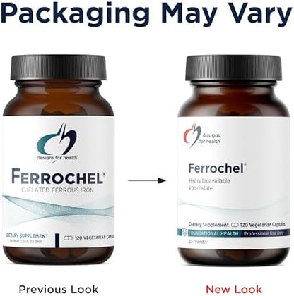 Designs for Health Ferrochel 27mg supplement facts and ingredient list label view