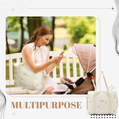 Paterr maternity bag set with pink tulip embroidery