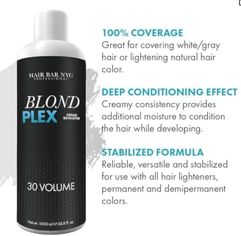 Close up of Hair Bar Nyc Blond Plex 33.8 fluid ounce label