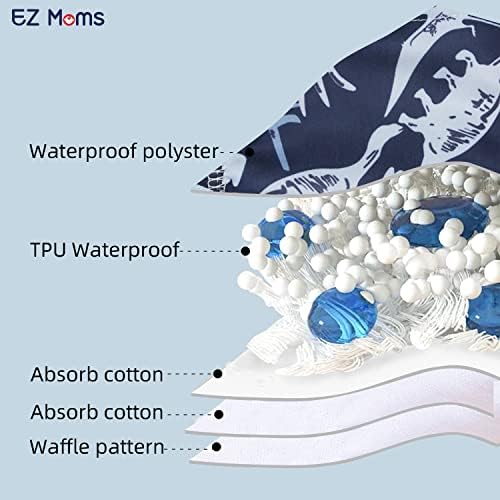 EZ Moms 10 pack potty training pants displayed together to show variety of patterns.