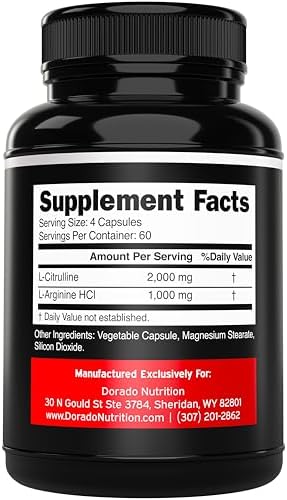 Dorado Nutrition dietary supplement capsule bottle label details