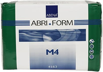 Side view of Abena Abri-Form level four medium size fourteen count packaging highlighting European quality certification.
