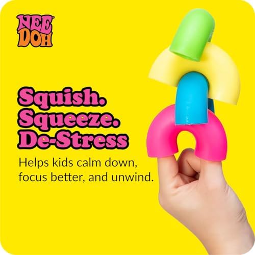 Tactile sensory fidget toy package displaying all four vibrant colored noodles