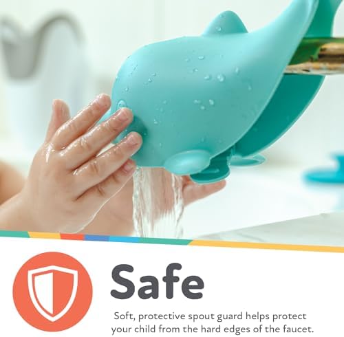 Side profile of Nuby baby bath safety dolphin guard