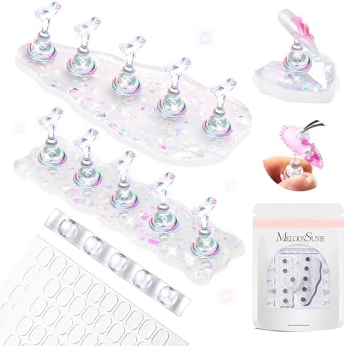 MelodySusie 3 piece shiny magnetic nail stand set for press on nails