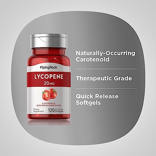 Piping Rock Lycopene bottle showing non-GMO and gluten-free seals