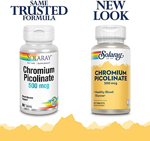 Supplement facts and clean ingredients panel on the back of Solaray Chromium Picolinate 500mcg bottle