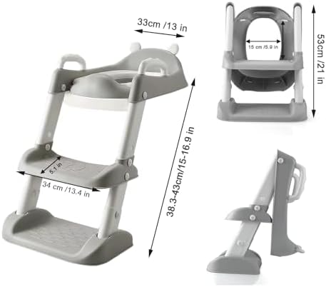 Foldable baby potty ladder trainer showing anti-slip steps and rubber feet pads.