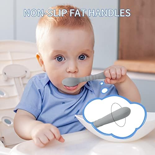 ME.FAN integrated molded silicone training spoons showing the smooth seamless surface