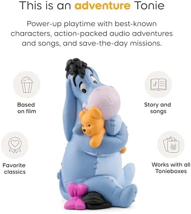 Authentic Tonies Eeyore educational audio figurine showing magnetic base side