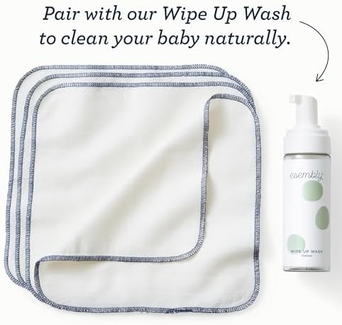 Esembly organic cotton wipe ups used with foaming cleanser