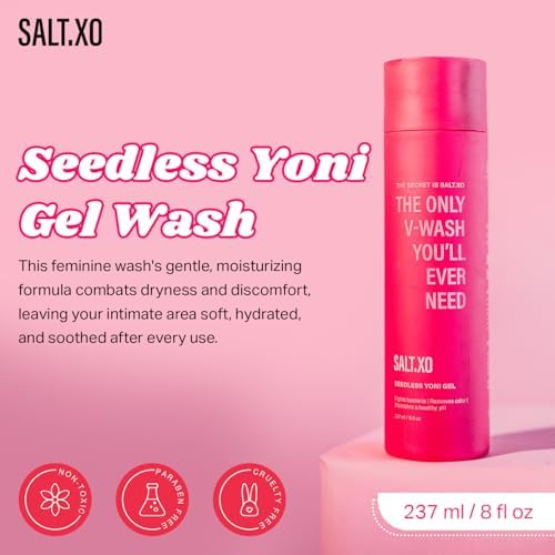 Salt.xo intimate wash with cucumber and aloe vera ingredients for pH balance.