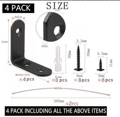 Child proofing furniture anchor system in black finish showcasing the dual installation methods