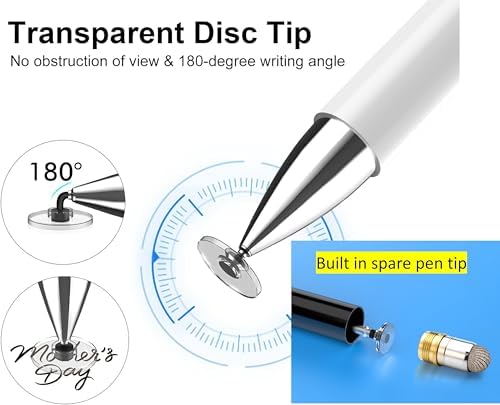 White dual tip tablet stylus displaying the soft fiber tip for screen navigation.