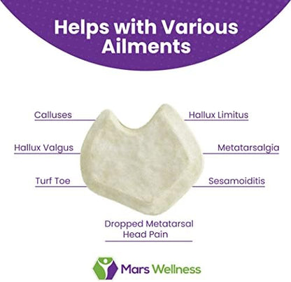MARS Wellness foot pads for metatarsalgia and turf toe relief application.