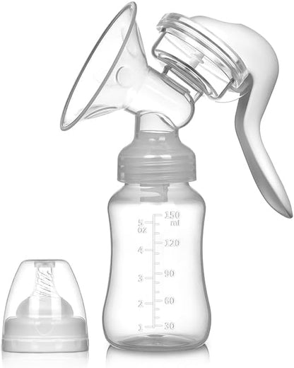 QISLOA premium silicone manual breast pump packaging and included feeding accessories