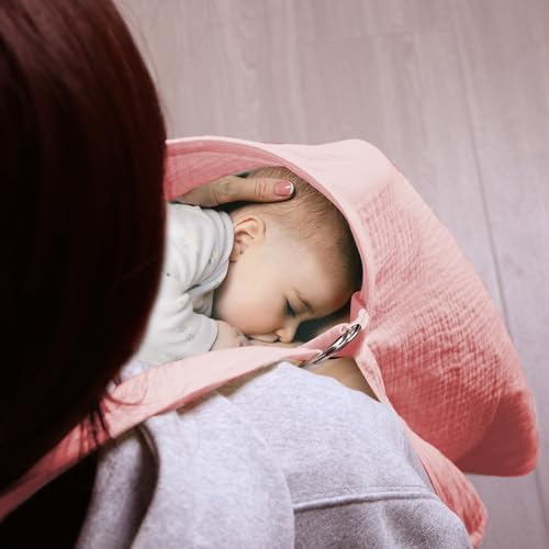 Mother using Zdolmy breathable muslin nursing cover for breastfeeding