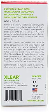 Xlear drug free nasal spray packaging detailing daily congestion relief benefits.
