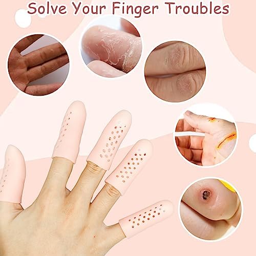 Close up view of the ventilated air hole pattern on the flesh colored finger protectors.