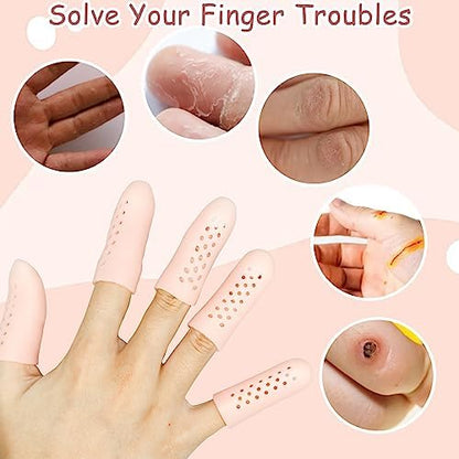 Close up view of the ventilated air hole pattern on the flesh colored finger protectors.
