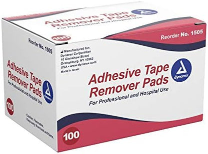 Individually wrapped Dynarex adhesive remover wipes showing sterile packaging