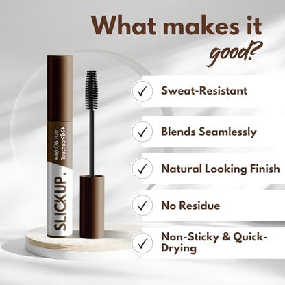 Applying brown hair touch up stick to roots
