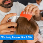 Gentle round head lice comb being used for dandruff and nit removal.