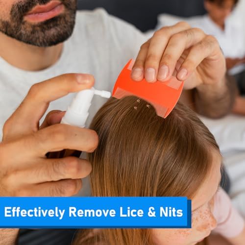 Gentle round head lice comb being used for dandruff and nit removal.