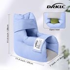 Adjustable foot pillow with blue velcro straps for bedridden patients