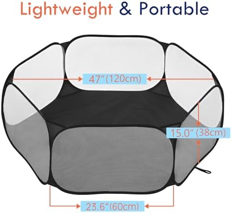 Pawaboo Small Animals Playpen, Waterproof Small Pet Cage Tent with Strong Steel Wire Frame, Portable Outdoor Yard Fence for Chick/Kitten/Puppy/Guinea Pig/Rabbits/Hamster/Chinchillas, Black - Image 7