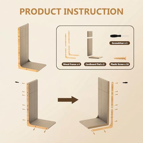 SMARTBEAN wall mount cat scratcher alignment showing vertical stretching height.