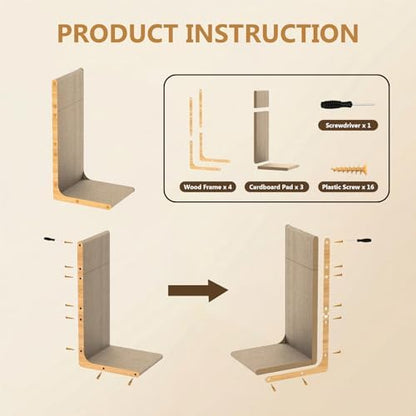 SMARTBEAN wall mount cat scratcher alignment showing vertical stretching height.