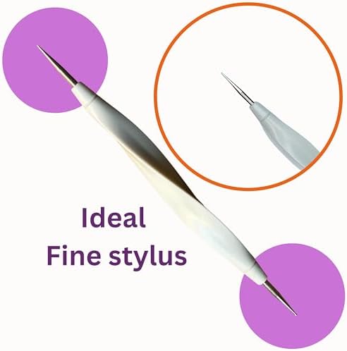 Ergonomic fifteen centimeter long Happy Dotting Company embossing tool for detailed crafting