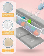 Parent using Toodly bath kneeler for baby bathing