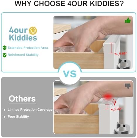 4our Kiddies cabinet protectors being measured for custom trim