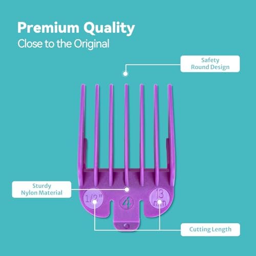 LAVEST hair cutting guides showing the clearly engraved size measurements on each colored comb