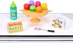 Assembling a mini Krabby Patty replica using the included recipe card guidelines and liquid resin components