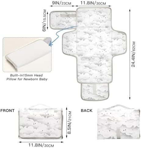 Baby changing mat showing integrated wipe compartment