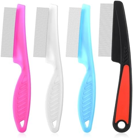 White Fine Tooth Nit Combs double sided pet flea comb front view for dog grooming.