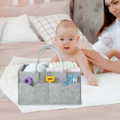 PandaEar diaper caddy showing side storage pockets