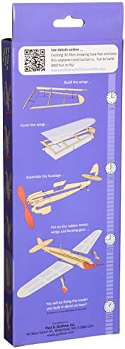 Assembled Guillow aerobatic balsa wood model airplane with rubber band motor and propeller