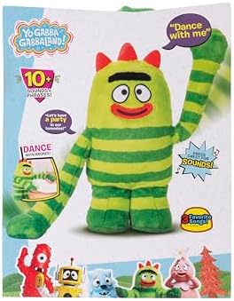 Side view of Yo Gabba Gabba Dancey Dance Brobee plush toy