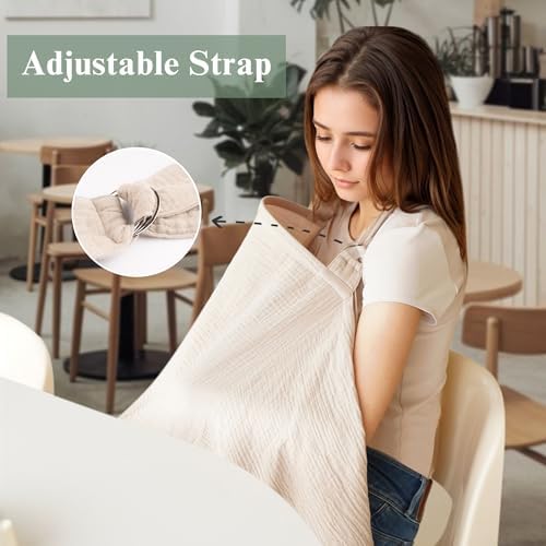 2 Pack Muslin Nursing Cover for Breastfeeding, Soft & Breathable 100% Cotton Breastfeeding Cover up - Image 4