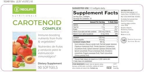 NeoLife Carotenoid Complex packaging and brand details