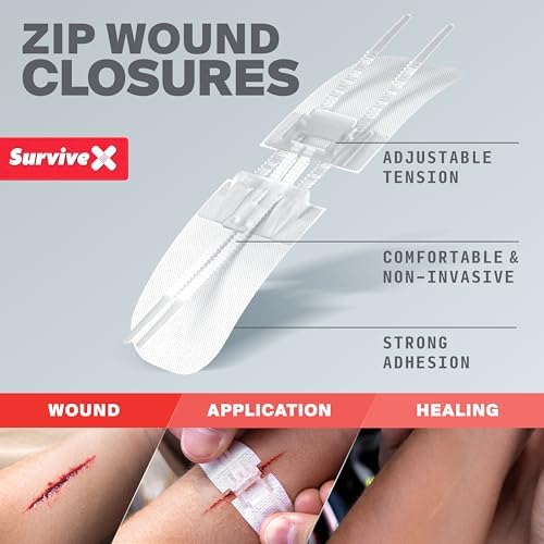 SurviveX emergency laceration kit being applied to a minor skin cut.