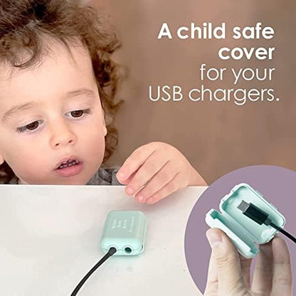 Child-resistant USB cable enclosure demonstrating lock mechanism