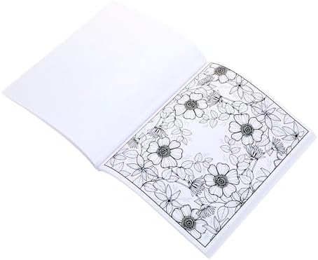 Back cover of the Crayola florals book demonstrating sample colored pages and features