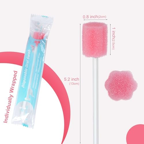 Close up of pink foam head showing high density anti-penetration oral swab design.