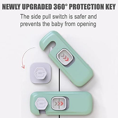 Set of five green Qyeswhsr refrigerator locks for home use