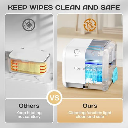 2-in-1 Auto Dry&Wet Wipes Warmer, 3s Smart Dry-to-Wet Warming Technology Portable Wipes Dispenser with Clean Light&Mist Control,Desktop/Wall Mounted Baby Diaper Warmer for Newborns,Outdoor - Image 4